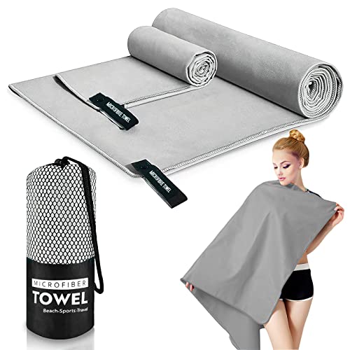 UOCAI 2 Pezzi Asciugamano in microfibra, Asciugamani da bagno, Asciugamani da Viaggio e Asciugamano Palestra per il Campeggio Corsa Corsa Palestra Yoga Sport(2 pezzi)