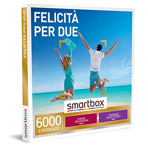 smartbox - Cofanetto Regalo Felicità per Due - Idea Regalo per la Coppia - Una degustazione o Una Pausa Relax o un'attività Fitness per 2 Persone