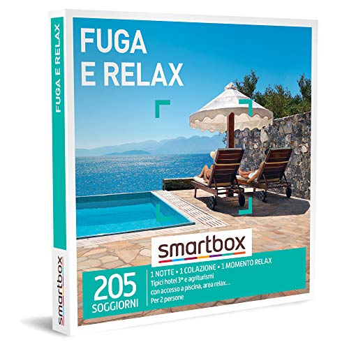 smartbox - Cofanetto Regalo Fuga e Relax - Idea Regalo per la Coppia - Una Notte con Colazione e Un Momento Relax per 2 Persone