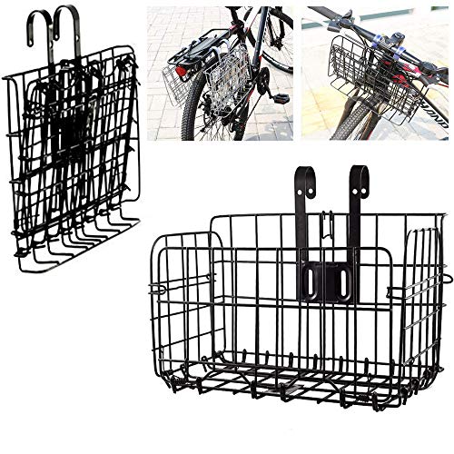 ASPIRER Cestino anteriore per bicicletta – pieghevole e staccabile in rete metallica a sgancio rapido per bicicletta multiuso (nero)