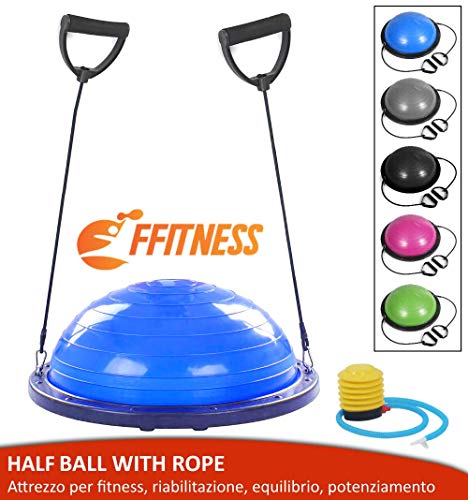 FFitness , Half Ball With Rope Unisex Adulto, Blu (Blue), Taglia unica