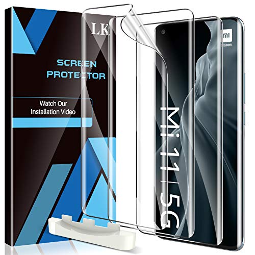 LK Compatibile con Xiaomi Mi 11 / Mi 11 PRO/Mi 11 Ultra Pellicola Protettiva, 3 Pezzi,Sensibile al Tatto, Senza Bolle, HD Trasparente TPU Pellicola
