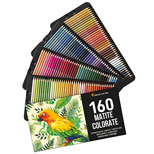 160 Matite Colorate (Numerate) Zenacolor - Facili da Riporre - Scatola di Colori a Matita Professionali per Adulti - Ideali per Colorare, Mandala, Disegnare, Astuccio Cancelleria