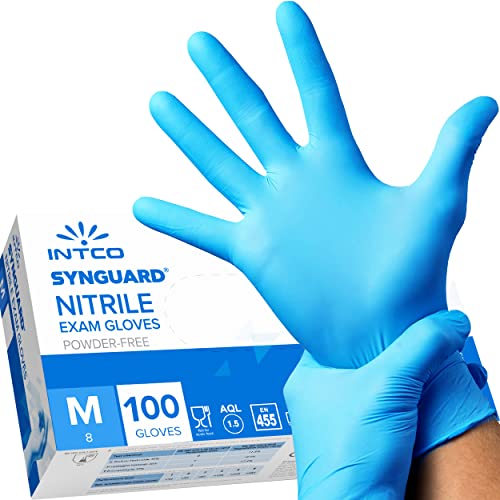 intco medical 100 guanti in Nitrile M senza polvere, senza lattice, ipoallergenici, certificati CE conforme alla norma EN455 guanti per alimenti guanti medici monouso