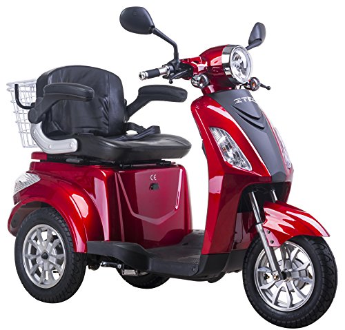 Scooter elettrico 3 ruote Disabili Anziani Z-Tech ZT-15-D Trilux 25km/h con Differenziale 48v 20ah (Rosso)