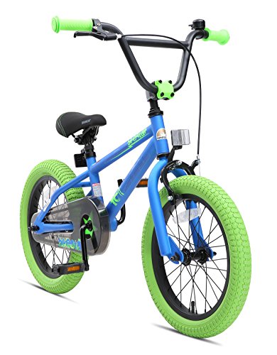BIKESTAR Bicicletta Bambini 4-5 Anni da 16 Pollici Bici per Bambino et Bambina BMX con Freno a retropedale et Freno a Mano Blu & Verde
