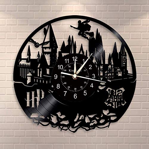 Smotly Orologio da parete in vinile, creativo retrò Harry Potter design decorazione da parete grande, orologio da parete fatto a mano. (gancio regalo), B