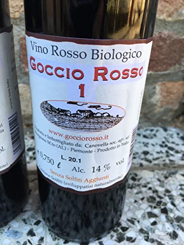 Goccio Rosso 1 - Vino rosso bio senza solfiti aggiunti - vegano - non filtrato - 0,75 l - (minimo 6 bottiglie o multipli di 6) dal produttore al consumatore