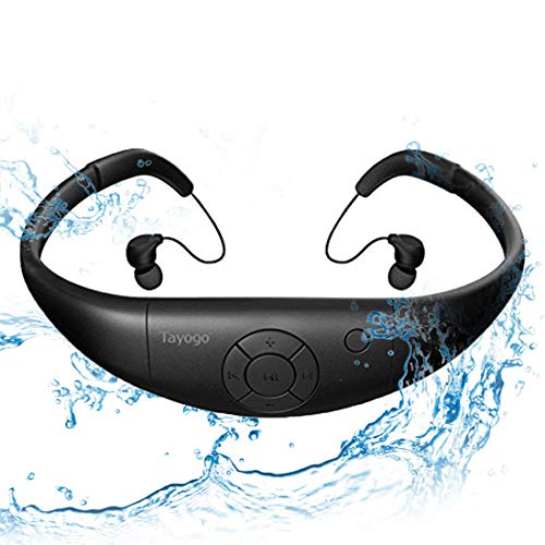 Tayogo Lettore MP3 Subacqueo Cuffie Nuoto Auricolari Piscina 8GB Disco U Rimovibile per Nuoto Sport