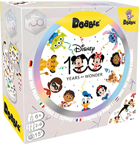 Asmodee - Dobble Disney Anniversary: 100 Years of Wonder - Divertente Gioco da Tavolo per Tutta la Famiglia con i Personaggi Disney, 2-8 Giocatori, 6+ Anni, Edizione in Italiano