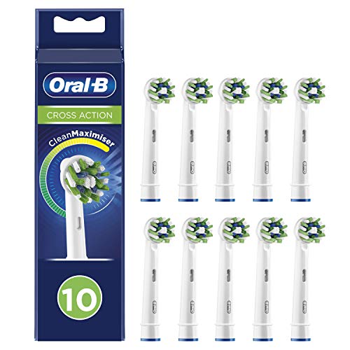 Oral-B Cross Action Testine Spazzolino Elettrico, Confezione da 10 pezzi, con Tecnologia CleanMaximise, Pacco Adatto alla Buca delle Lettere, Bianco