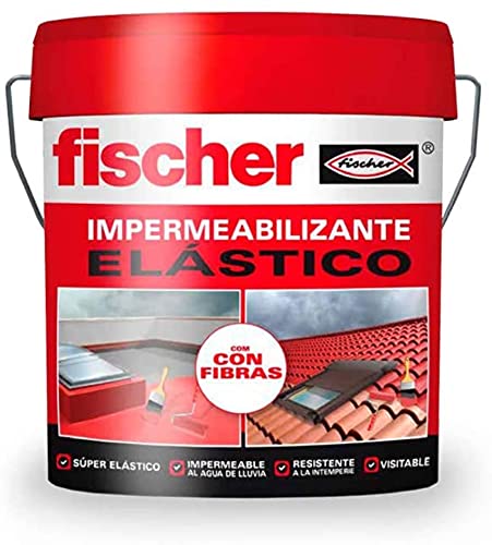 fischer - Impermeabilizzante 1 kg Grigio con Fibras, Impermeabilizzante Polimero Liquido per tegole e Piastrelle, Secchio da 750 ml/ 1 kg