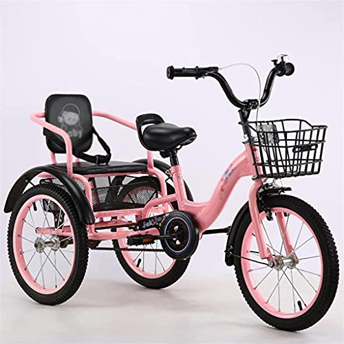 XiYou Biciclette a 3 Ruote Biciclette da Crociera per Bambini a Due posti per 2-12 Anni 6 Bici a Tre Ruote da 18 Pollici con Cintura di Sicurezza (16 Pollici, Blu)