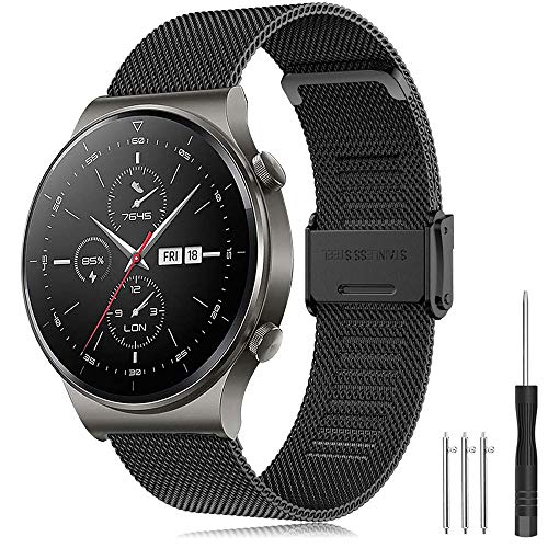 Yaspark Cinturino Huawei Watch GT 2 PRO 46mm/Galaxy Watch 3 45mm/Galaxy Watch 46mm/Gear S3 Acciaio Inossidabile 22mm Braccialetto per Huawei Watch GT 46mm/Watch GT Active/Forerunner 745/Vivoactive 4
