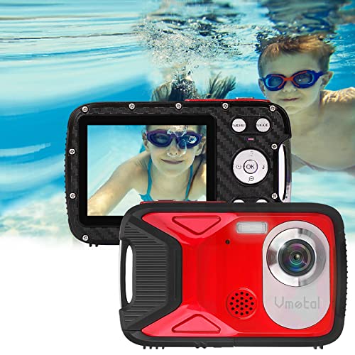 GDC8026 Fotocamera digitale impermeabile/Zoom digitale 8x / 21 MP/FHD 1080P /Schermo LCD TFT da 2,8'/ Telecamera subacquea per bambini/Adolescenti/Studenti/Principianti/Anziani (Rosso)