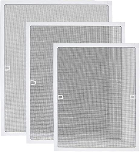 Aufun, Zanzariera per finestra, telaio in alluminio, zanzariera senza fori e viti, 100 x 120 cm, bianco
