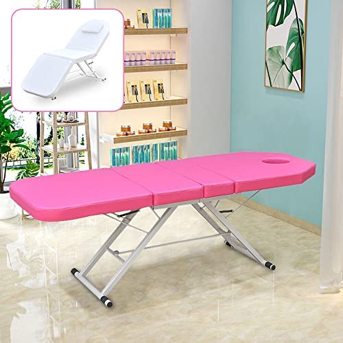 ACOSDIDES Tavolo da massaggio pieghevole, lettino cosmetico, portatile, portatile, pieghevole, carico 250 kg, può essere utilizzato nei negozi di massaggio ai piedi, saloni sanitari (rosa)