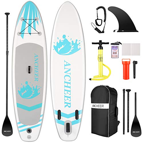Tavola da Surf Stand Up Paddle 305×76×15cm SUP Board Gonfiabile con Accessori,capacità di Carico di 130 kg,3 PCS Polpa Regolabile, Pompa a Mano a Doppia,Cinghia per i Piedi,Zaino