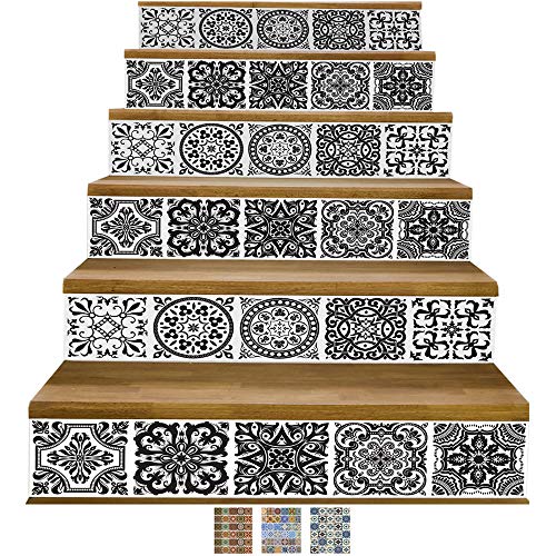 Y-Step Adesivi decorativi per scale, in vinile, impermeabili, ideali per un rinnovamento fai-da-te, impermeabile, 6 pezzi da 18 x 100 cm circa, Stile 2