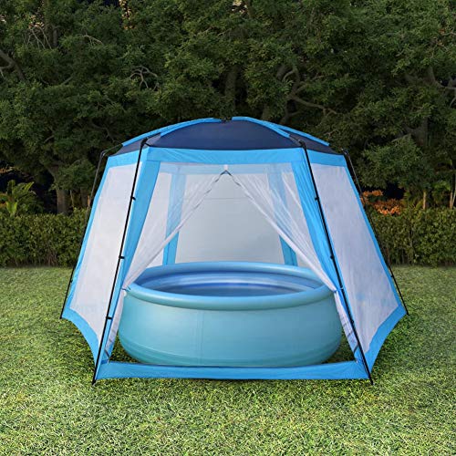 Casetta Piscina Hors Sol, tenda da piscina in tessuto, 590 x 520 x 250 cm, colore: Blu
