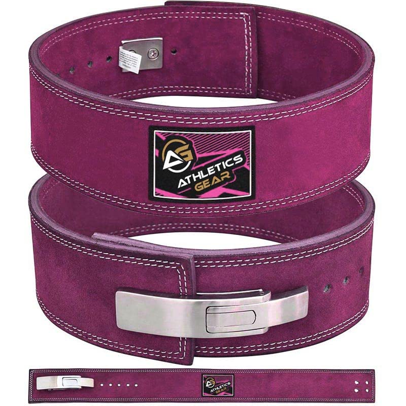 AG - Cintura per sollevamento pesi da 10,2 cm di larghezza e 8 mm di spessore, in pelle con fibbia a leva, sollevamento pesi, sollevamento pesi, per uomini e donne, colore: rosa, taglia XL