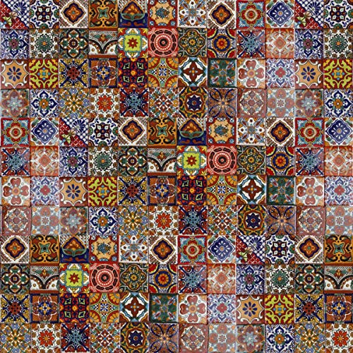 Cerames Caliente - 120 piastrelle messicane 5 x 5 cm Talavera piastrelle bagno e cucina decorazione per bagno, doccia, scale, retro cucina, piastrelle di cemento, disegni marocchini