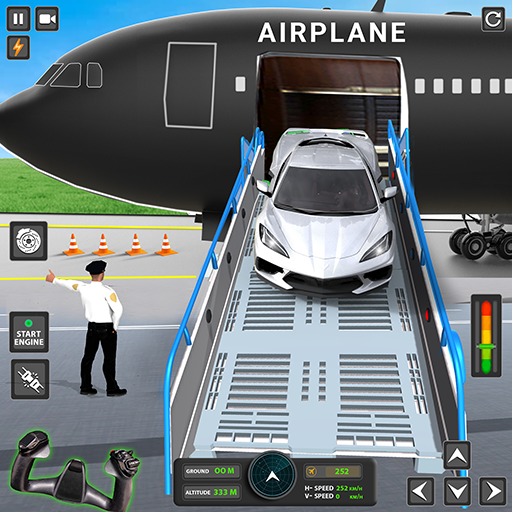 Trasportatore di auto pilota di aeroplano - simulatore di volo giochi di aeroplani e simulatore di guida di trasportatore di auto aereo da carico - guida di camioncino e avventura di parcheggio 3D